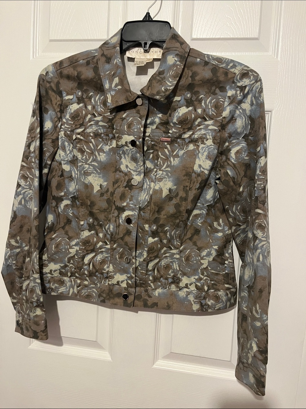 Doncaster Floral Jean Jacket in Brown and Light Blue